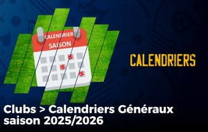 Calendrier généraux - 2025/2026