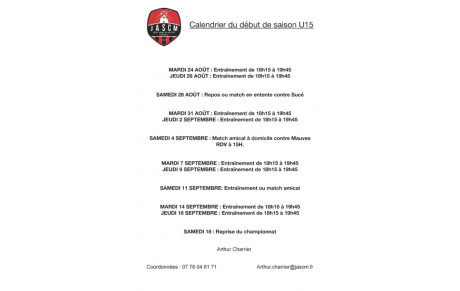 Calendrier U15